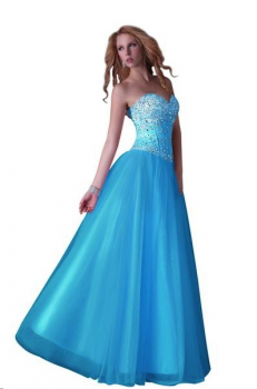 Donna Bridal luxusní společenské a plesové šaty kód 355 - Modrá azurová