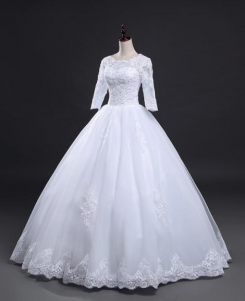 Donna Bridal svatební šaty 3/4 krajkovými rukávy + SPODNICE ZDARMA kod 140 - Bílá