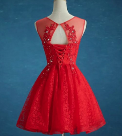 Donna Bridal krajkové koktejlové šaty kód 253 - Červená