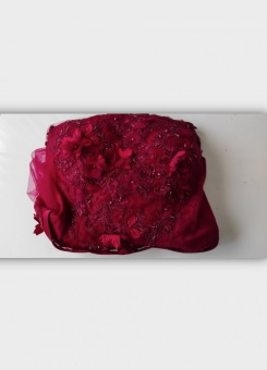 Donna Bridal koktejlové šaty s květinkami v 3D kod 257 - Červená tmavá