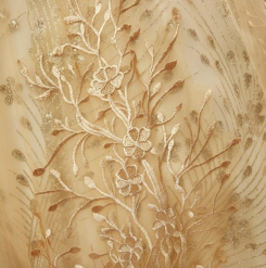 Donna Bridal společenské a plesové šaty s krajkou a perličkami kód 371 - Zlatá