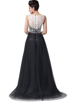 Černá Donna Bridal elegantní plesové šaty na ples s knoflíčky na zádech kód 223 - Černá