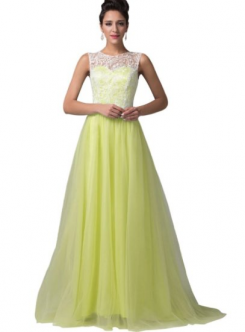 Žlutá Donna Bridal elegantní plesové šaty na ples s knoflíčky na zádech kód 223 - Žlutá