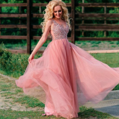 Donna Bridal večerní společenské šaty: stylové, krásné a sexy kód 376 - Růžová tmavá