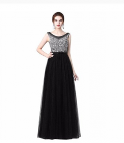 Donna Bridal dlouhé elegantní večerní šaty na ples s výstřihem do V kód 236 - Černá