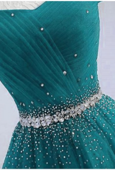 Donna Bridal krásné plesové a společenské šaty s kamínky na sukni + SPODNICE ZDARMA kod 349 - Petrolejová