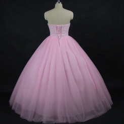 Donna Bridal Překrásné princeznovské plesové šaty se srdíčkovým výstřihem, vyztuženým korzetem s krystaly a špagetovými ramínky kód 456 - Růžová