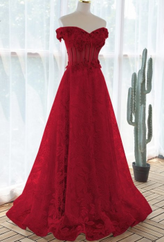 Donna Bridal elegantní plesové šaty s 3D květinkami a originální krásnou sukní kód 417 - Červená tmavá