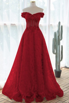 Donna Bridal elegantní plesové šaty s 3D květinkami a originální krásnou sukní kód 417 - Červená tmavá