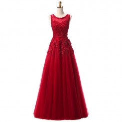 Donna Bridal nádherné večerní krajkové dlouhé šaty Červená tmavá Velikost 32 kód 469