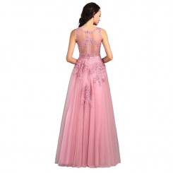 Donna Bridal nádherné večerní krajkové dlouhé šaty kód 469 - Růžová