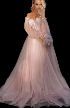 Donna Bridal boho svatební, plesové, družičkové šaty - sundávací rukávy kód 449 - Růžová Dusty Pink