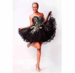 Donna Bridal nádherné koktejlové šaty paví oko Černá Velikost 34 kód 258