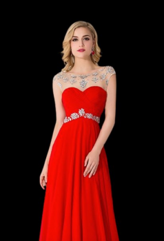 Donna Bridal plesové a společenské šaty s originální šitými zády kod 479 - Červená