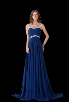 Donna Bridal plesové a společenské šaty s originální šitými zády kod 479 - Modrá královská