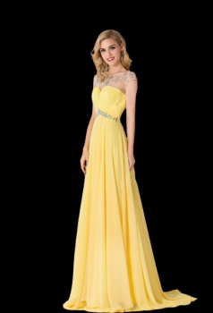 Donna Bridal plesové a společenské šaty s originální šitými zády Žlutá Velikost 40 kod 479