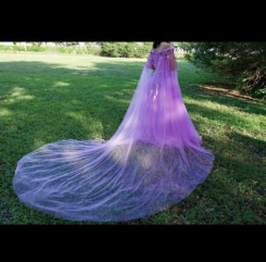 Donna Bridal originální společenské šaty s dlouhými rukávy cca 2,25 m dlouhé + SPODNICE ZDARMA kód 264 - Šeříková