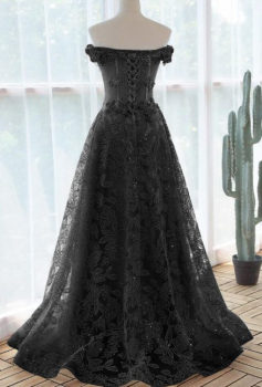 Donna Bridal elegantní plesové šaty s 3D květinkami a originální krásnou sukní Černá Velikost 32 kód 417