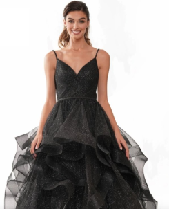Donna Bridal večerní třpytivé šaty na ples + SPODNICE ZDARMA kód 516 kód 516 - Černá