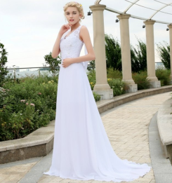 Donna Bridal BOHO svatební šaty s vlečkou kód 519 - Bílá
