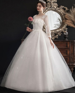 Donna Bridal svatební šaty s dvojtým dlouhým rukávy + třyptivá sukně Ivory Velikost 30 kód 527