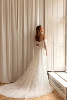 Donna Bridal Luxusní třpytivé svatební šaty - mořská panna - odnímatelná sukně kód 528 - Ivory