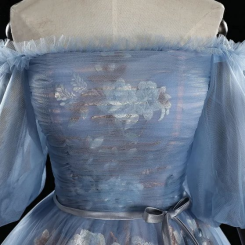 Donna Bridal Elegantní společenské společenské šaty A-line s lodičkovým výstřihem Modrá Velikost 30 kód 532