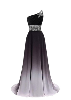 Donna Bridal nádherné ombre plesové a maturitní šaty se zvýšeným zdobeným pasem kód 549 - Ombré bílo-černá