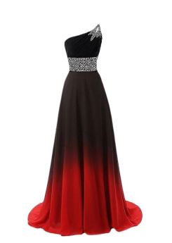 Donna Bridal nádherné ombre plesové a maturitní šaty se zvýšeným zdobeným pasem kód 549 - Ombré červeno-černá