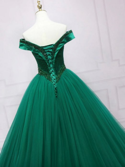 Donna Bridal princeznovské korzetové šaty s kamínky a bohatou sukní kód 551 - Zelená