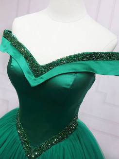 Donna Bridal princeznovské korzetové šaty s kamínky a bohatou sukní kód 551 - Zelená