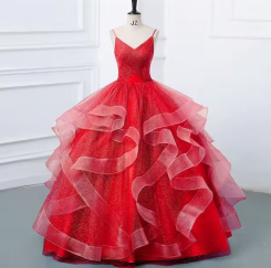 Červená Donna Bridal večerní třpytivé šaty na ples + SPODNICE ZDARMA kód 514 kód 514 - Červená