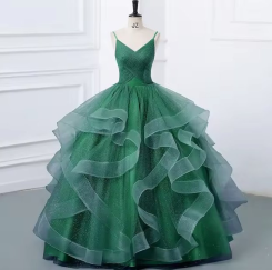 Zelená tmavá Donna Bridal večerní třpytivé šaty na ples + SPODNICE ZDARMA kód 514 kód 514 - Zelená tmavá