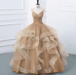 Zlatá Donna Bridal večerní třpytivé šaty na ples + SPODNICE ZDARMA kód 514 kód 514 - Zlatá