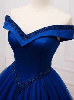 Donna Bridal princeznovské korzetové šaty s kamínky a bohatou sukní kód 551 - Modrá královská
