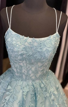 Donna Bridal luxusní plesové šaty s originálními zády + dvojté ramínka + SPODNICE ZDARMA kód 159 - Modrá nebeská