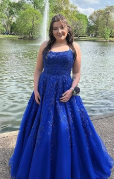 Donna Bridal luxusní plesové šaty s originálními zády + dvojté ramínka + SPODNICE ZDARMA kód 159 - Modrá královská