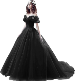 Donna Bridal nádherné princeznovské svatební/plesové šaty s 3D motýlky kód 166 - Černá