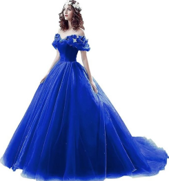 Donna Bridal nádherné princeznovské svatební/plesové šaty s 3D motýlky kód 166 - Modrá královská