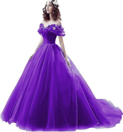 Donna Bridal nádherné princeznovské svatební/plesové šaty s 3D motýlky kód 166 - Fialová