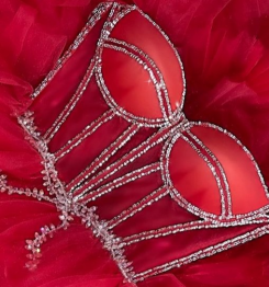 Donna Bridal dlouhé večerní korzetové šaty kód 432 - Červená