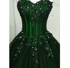 Donna Bridal princeznovské plesové šaty s korzetovým živůtkem + SPODNICE ZDARMA kód 425 - Zelená tmavá