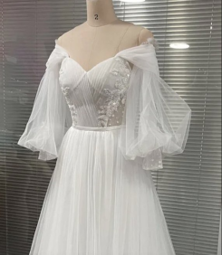 Donna Bridal BOHO nádherné svatební šaty s krajkovo květinkovým korzetovým živůtkem + odepínací rukávy kód 123 - Ivory