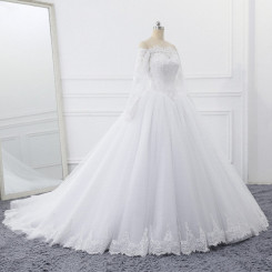 Donna Bridal svatební krajkové šaty s dlouhým rukávem a odhalenými rameny + SPODNICE ZDARMA kód 83