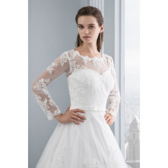 Donna Bridal svatební krajkové šaty se zadním výstřihem do V, vlečkou a dlouhým rukávem kód 86