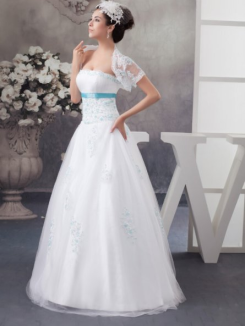 Donna Bridal nádherné tyrkysově bílé svatební šaty -  SPODNICE + BOLERKO ZDARMA kód 109