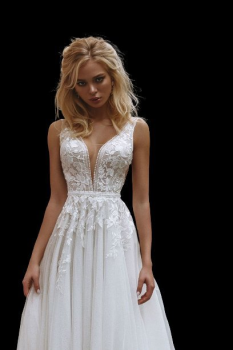 Donna Bridal krajkové svatební šatičky s perličkami ve výstřihu/bocích/zádech -PRINCEZNOVSKÁ SUKNĚ kód 460