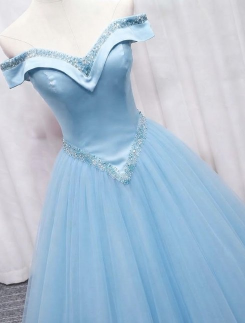 Donna Bridal princeznovské korzetové šaty s kamínky a bohatou sukní kód 551 - Modrá nebeská