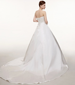 Donna Bridal svatební saténové šaty s krystalky a vlečkou + SPODNIČKA ZDARMA Bílá Velikost 36 kód 124