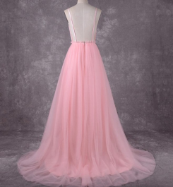 Donna Bridal romantické krajkové květované šaty pro družičku kód 224 - Růžová